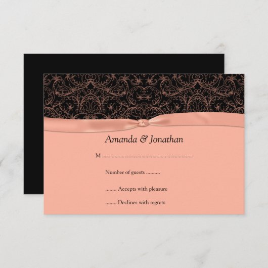 3.5x5 perzik rollen & lint op zwart RSVP (Voorkant / Achterkant)