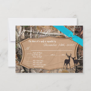 3,5x5 R.S.V.P. Card Hunters Camo Camoflauge Deer RSVP Kaartje