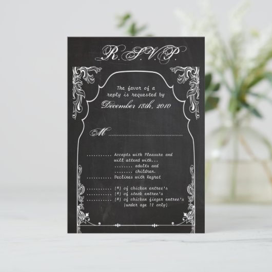 3,5x5 R.S.V.P. Card Modern Chalkboard RSVP Kaartje (Staand voorkant)
