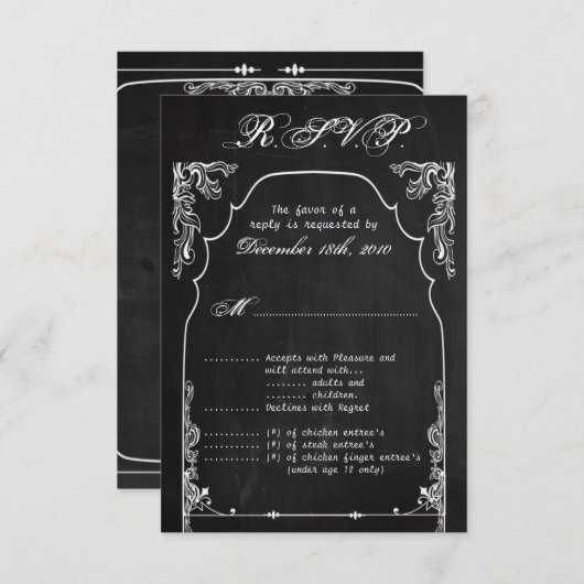 3,5x5 R.S.V.P. Card Modern Chalkboard RSVP Kaartje (Voorkant / Achterkant)