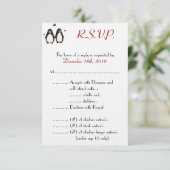 3,5x5 R.S.V.P. Card Penguin Love Couple RSVP Kaartje (Staand voorkant)