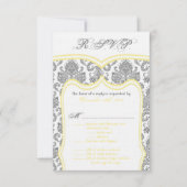3,5x5 R.S.V.P. Card Wedding Damask RSVP Kaartje (Voorkant)