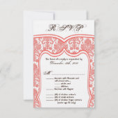 3,5x5 R.S.V.P. Card Wedding Damask RSVP Kaartje (Voorkant)