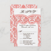 3,5x5 R.S.V.P. Card Wedding Damask RSVP Kaartje (Voorkant / Achterkant)