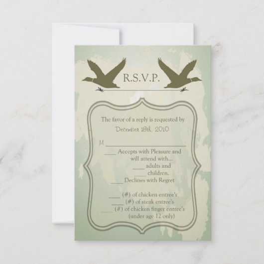 3,5x5 R.S.V.P. Duck Hunting Rustic (kaartland) RSVP Kaartje (Voorkant)