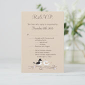 3.5x5 R.S.V.P. Huwelijkskaart Bruid Vogels RSVP Kaartje (Staand voorkant)