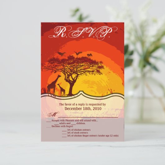3.5x5 R.S.V.P. Kaart African Safari Giraffe Zonson (Staand voorkant)