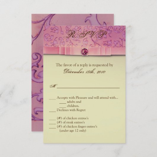 3.5x5 R.S.V.P. Kaart Amethist Jewel reliëfpapier (Voorkant / Achterkant)