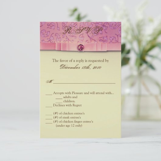 3.5x5 R.S.V.P. Kaart Amethist Jewel reliëfpapier (Staand voorkant)