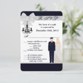 3.5x5 R.S.V.P. kaart ARMY uniform blauw bruidegom  (Staand voorkant)