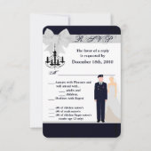 3.5x5 R.S.V.P. kaart ARMY uniform blauw bruidegom  (Voorkant)