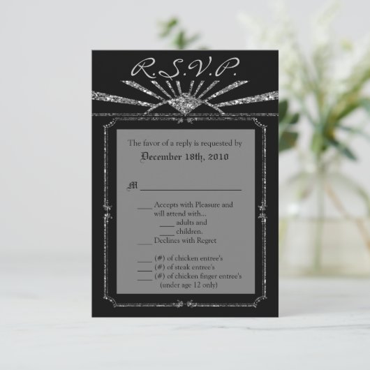 3.5x5 R.S.V.P. Kaart Art Deco Roaring 20s GATSBY (Staand voorkant)