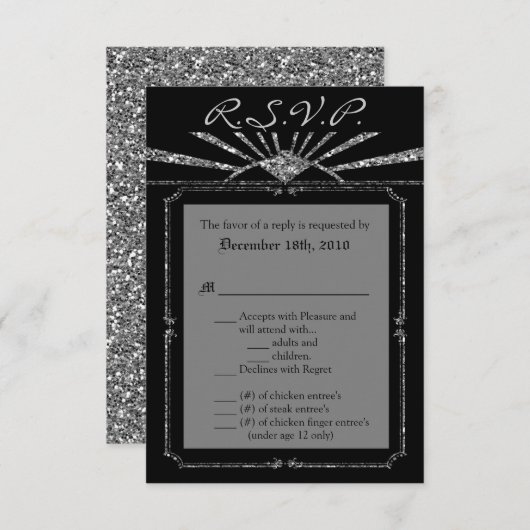 3.5x5 R.S.V.P. Kaart Art Deco Roaring 20s GATSBY (Voorkant / Achterkant)