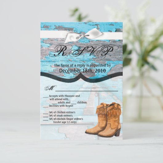 3.5x5 R.S.V.P. Kaart Blauw Houten Schuurdeurlaarze (Staand voorkant)