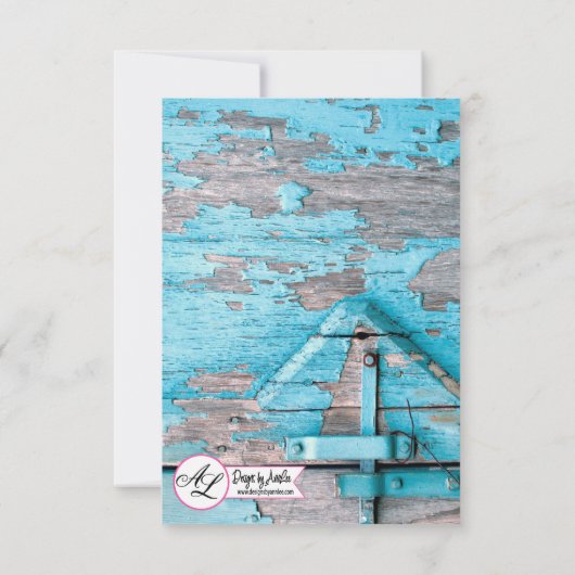 3.5x5 R.S.V.P. Kaart Blauw Houten Schuurdeurlaarze (Achterkant)