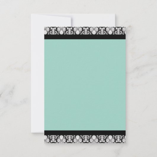 3,5x5 R.S.V.P.-Kaart Blauwgroen & Black Damask Kaart (Achterkant)