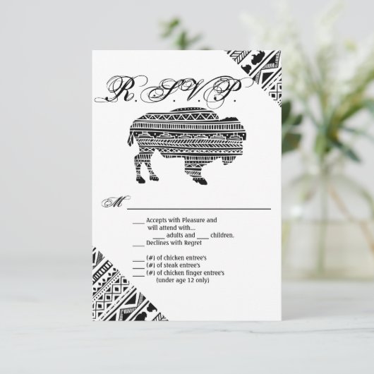 3.5x5 R.S.V.P. Kaart Boho Buffalo Tribal Pattern B (Staand voorkant)