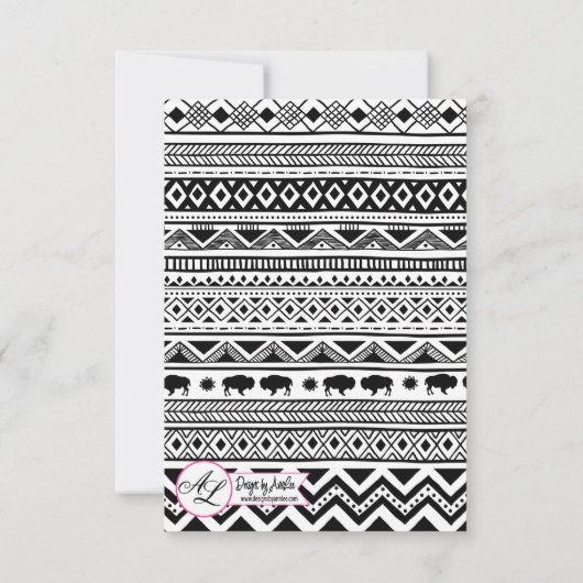 3.5x5 R.S.V.P. Kaart Boho Buffalo Tribal Pattern B (Achterkant)