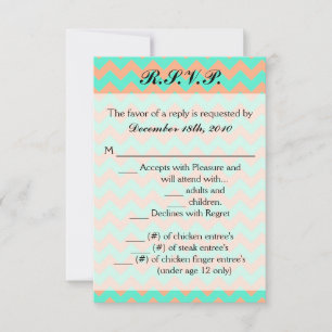 3,5x5 R.S.V.P. Kaart Chevron Seafoam & Salmon