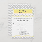 3.5x5 R.S.V.P. Kaart Chevron Stripe Grijs Geel (Voorkant / Achterkant)