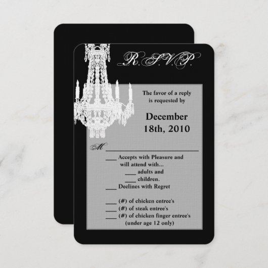 3.5x5 R.S.V.P. Kaart Crystal Kroonluchter Glitz Gl (Voorkant / Achterkant)