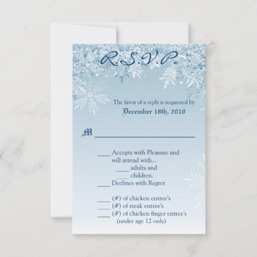 3.5x5 R.S.V.P. Kaart Crystal Snowflakes Wintersnee (Voorkant)