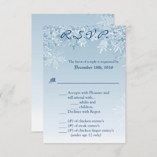 3.5x5 R.S.V.P. Kaart Crystal Snowflakes Wintersnee (Voorkant / Achterkant)