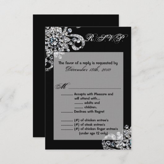 3.5x5 R.S.V.P. Kaart Diamond Sieraden Ketting Brac (Voorkant / Achterkant)