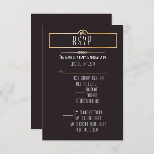 3.5x5 R.S.V.P. Kaart Gatsby Theme (Voorkant / Achterkant)