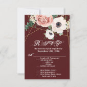 3.5x5 R.S.V.P. Kaart Geometric Garden Roos Wine (Voorkant)