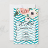 3.5x5 R.S.V.P. Kaart Geometrisch Roos Chevron Blau (Voorkant)