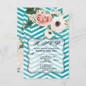 3.5x5 R.S.V.P. Kaart Geometrisch Roos Chevron Blau (Voorkant / Achterkant)