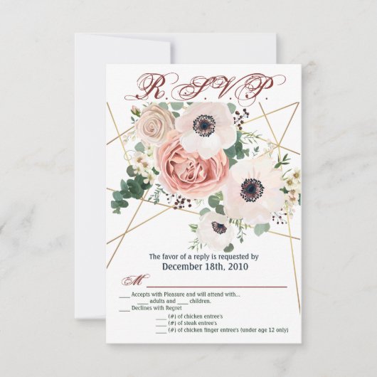 3.5x5 R.S.V.P. Kaart Geometrische Tuin Roos Anemon (Voorkant)