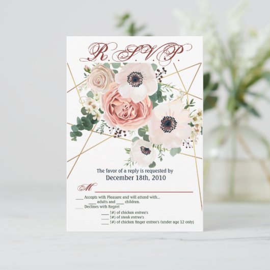 3.5x5 R.S.V.P. Kaart Geometrische Tuin Roos Anemon (Staand voorkant)