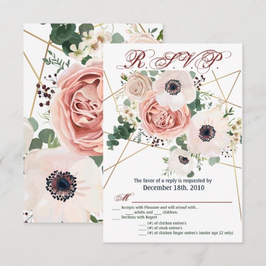 3.5x5 R.S.V.P. Kaart Geometrische Tuin Roos Anemon (Voorkant / Achterkant)