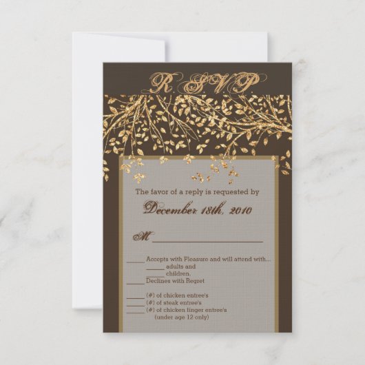 3.5x5 R.S.V.P. Kaart Goudfolie Herfst Herfst Boom  (Voorkant)