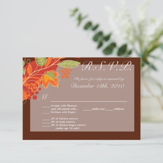 3.5x5 R.S.V.P. Kaart Herfstbladeren Herfst Bloemen (Staand voorkant)