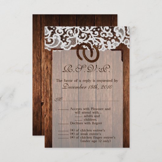 3.5x5 R.S.V.P. Kaart Hoefijzers op Schuur Houtkant (Voorkant / Achterkant)