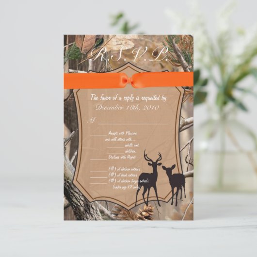 3,5x5 R.S.V.P. Kaart Hunters Camo Camoflauge Deer (Staand voorkant)