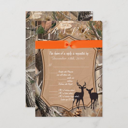 3,5x5 R.S.V.P. Kaart Hunters Camo Camoflauge Deer (Voorkant / Achterkant)
