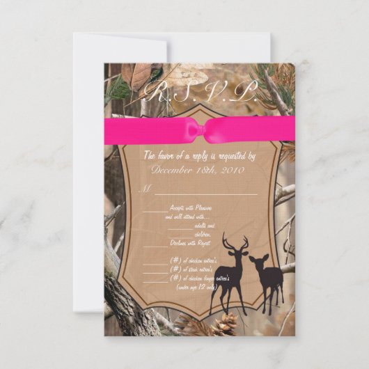 3,5x5 R.S.V.P. Kaart Hunters Camo Camoflauge Deer (Voorkant)