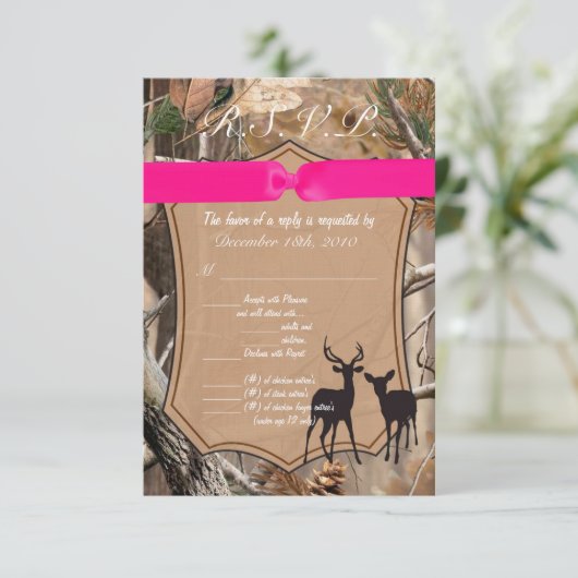 3,5x5 R.S.V.P. Kaart Hunters Camo Camoflauge Deer (Staand voorkant)