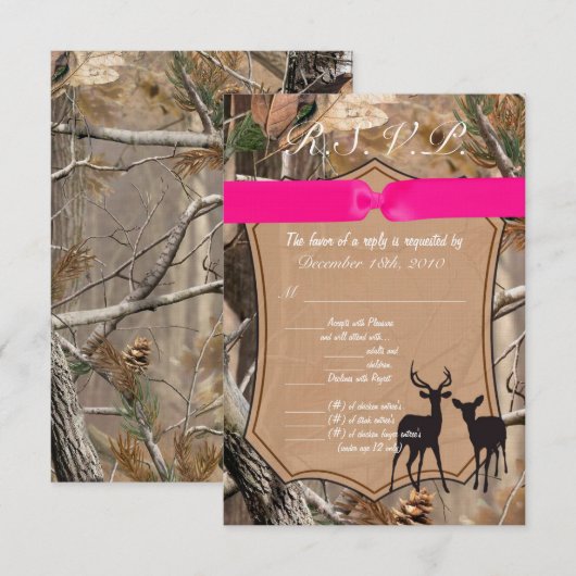 3,5x5 R.S.V.P. Kaart Hunters Camo Camoflauge Deer (Voorkant / Achterkant)