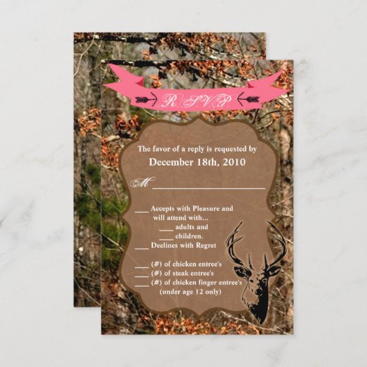 3,5x5 R.S.V.P. Kaart Hunting Deer Buck Head Camo (Voorkant / Achterkant)