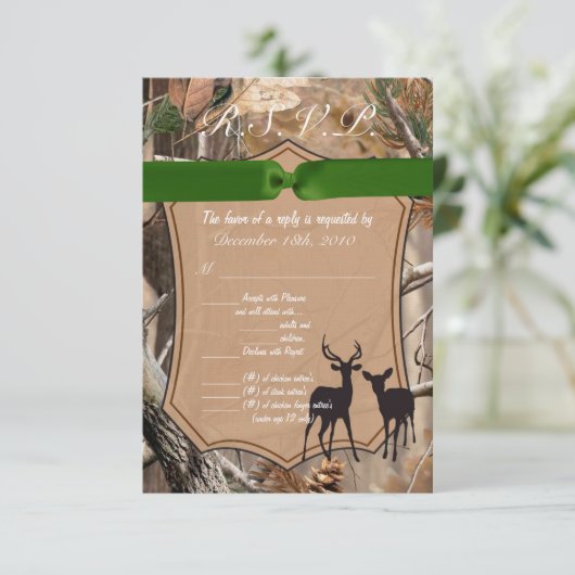 3,5x5 R.S.V.P. kaart Jacht camouflage herten (Staand voorkant)
