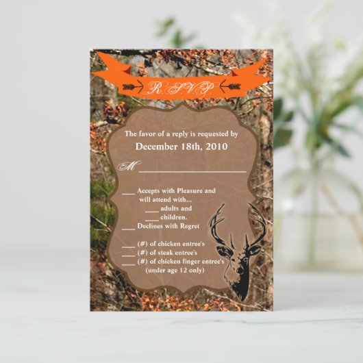 3.5x5 R.S.V.P. kaart Jacht herten bok kop camoufla (Staand voorkant)