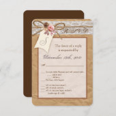 3,5x5 R.S.V.P. Kaart Kraft Paper Lace Twine Bow Ro (Voorkant / Achterkant)