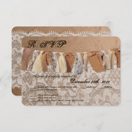 3.5x5 R.S.V.P. Kaart Kraft Papier Zak Kantstrook J (Voorkant / Achterkant)