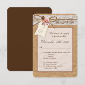 3.5x5 R.S.V.P.-kaart Kraftpapier lint strik Roos Kaart (Voorkant / Achterkant)