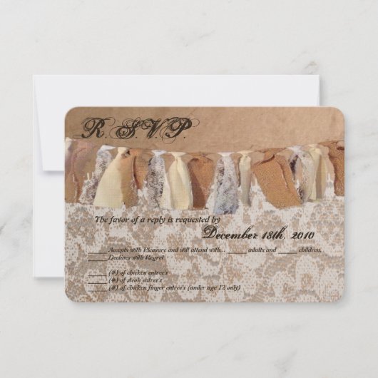 3.5x5 R.S.V.P.-kaart Kraftpapier Zak Kantstrook Ju Kaart (Voorkant)